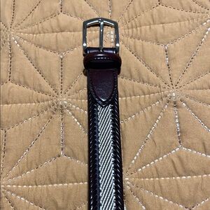 Men’s dress belt, leather with woven insert